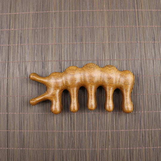 Golden Sandalwood Scalp Massager with Five Teeth