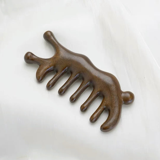Golden Sandalwood Scalp Massager with Five Teeth