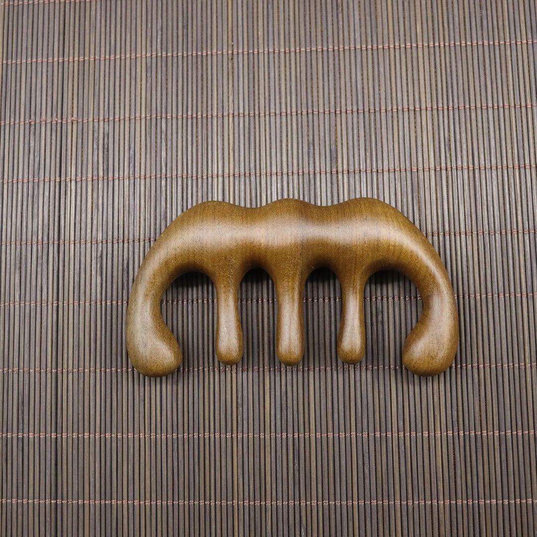Golden Sandalwood Scalp Massager with Five Teeth